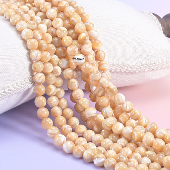 Trochus Shell Smooth Round Beads for Jewelry Making