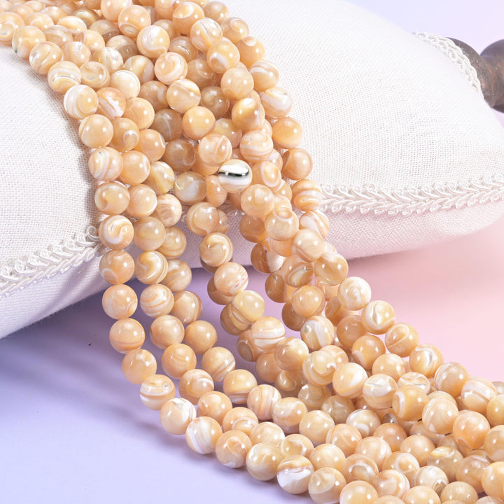 Trochus Shell Smooth Round Beads 4mm 6mm 8mm 10mm 12mm Jewelry Making 15.5 Inch Strand
