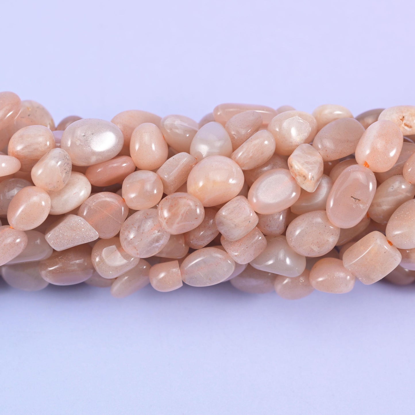Peach Moonstone Pebble Nugget Beads 6-8mm Jewelry Strand