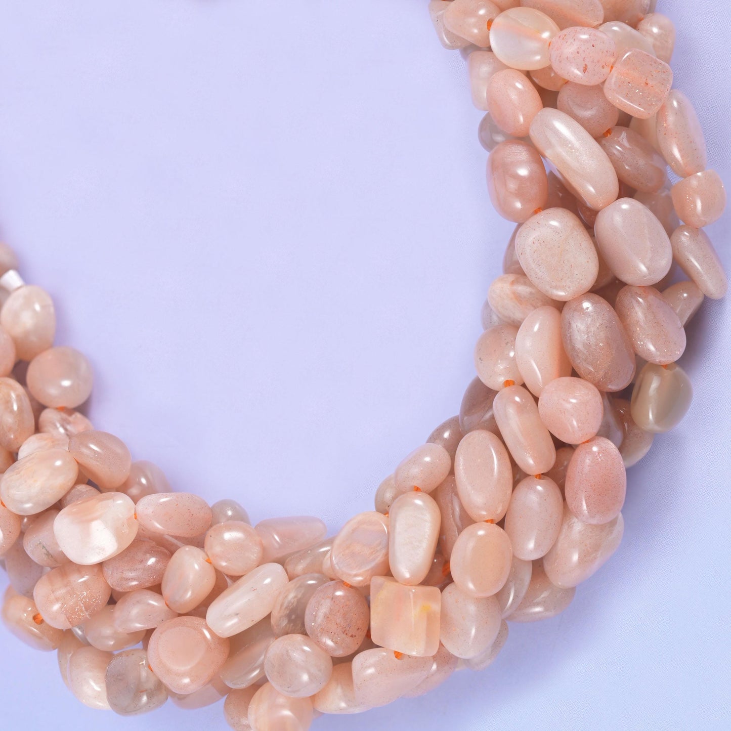 Peach Moonstone Pebble Nugget Beads 6-8mm Jewelry Strand
