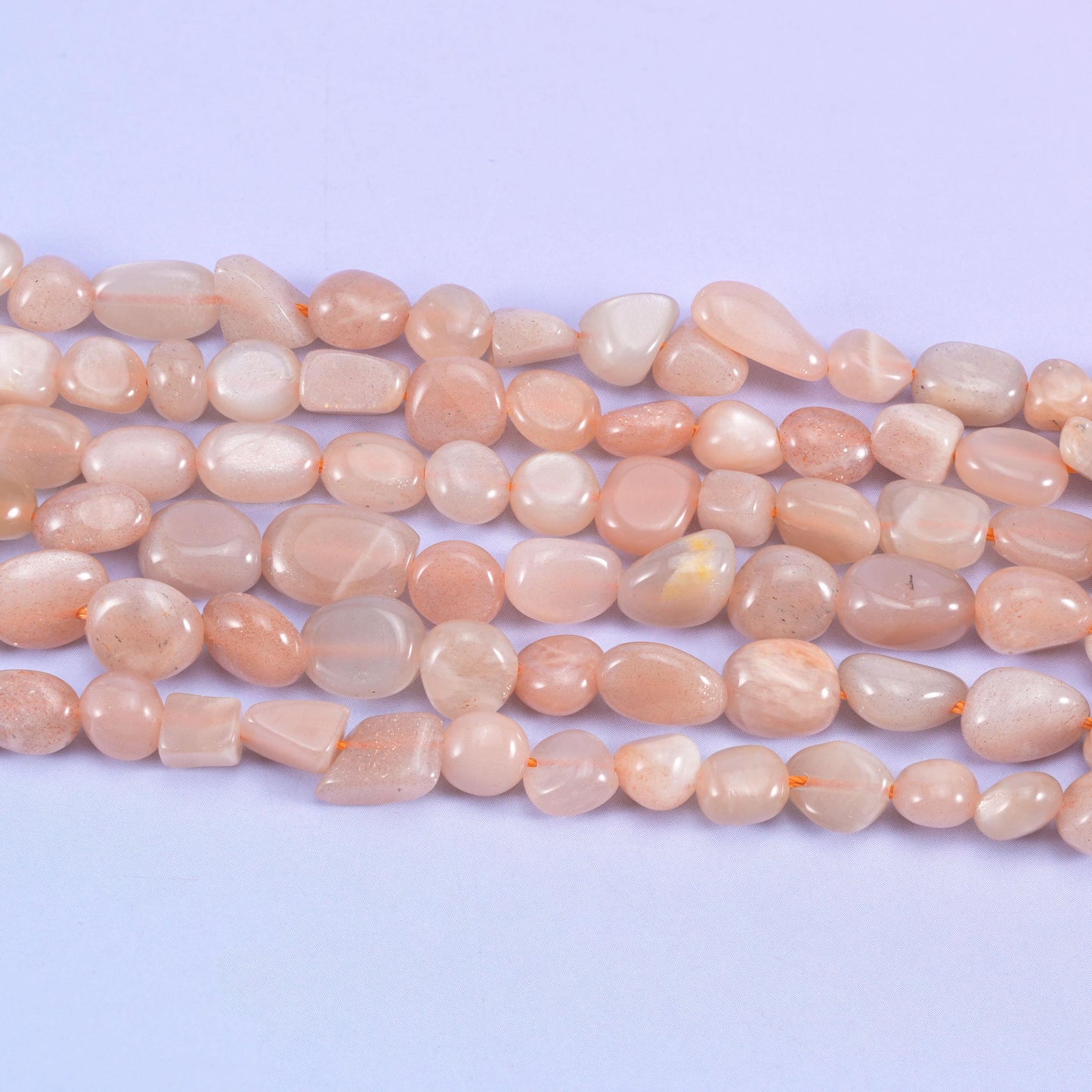 Peach Moonstone Pebble Nugget Beads 6-8mm Jewelry Strand