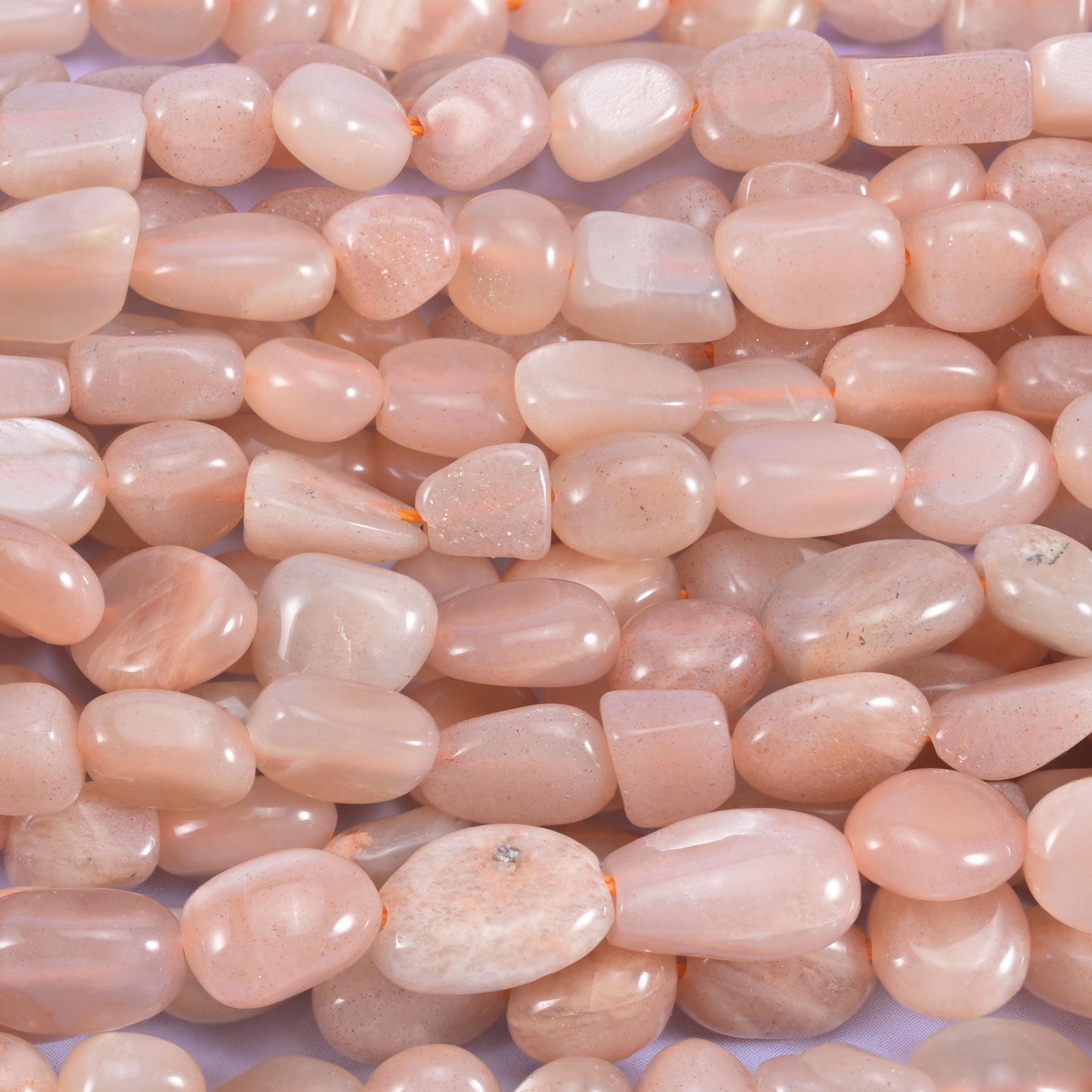 Peach Moonstone Pebble Nugget Beads 6-8mm Jewelry Strand