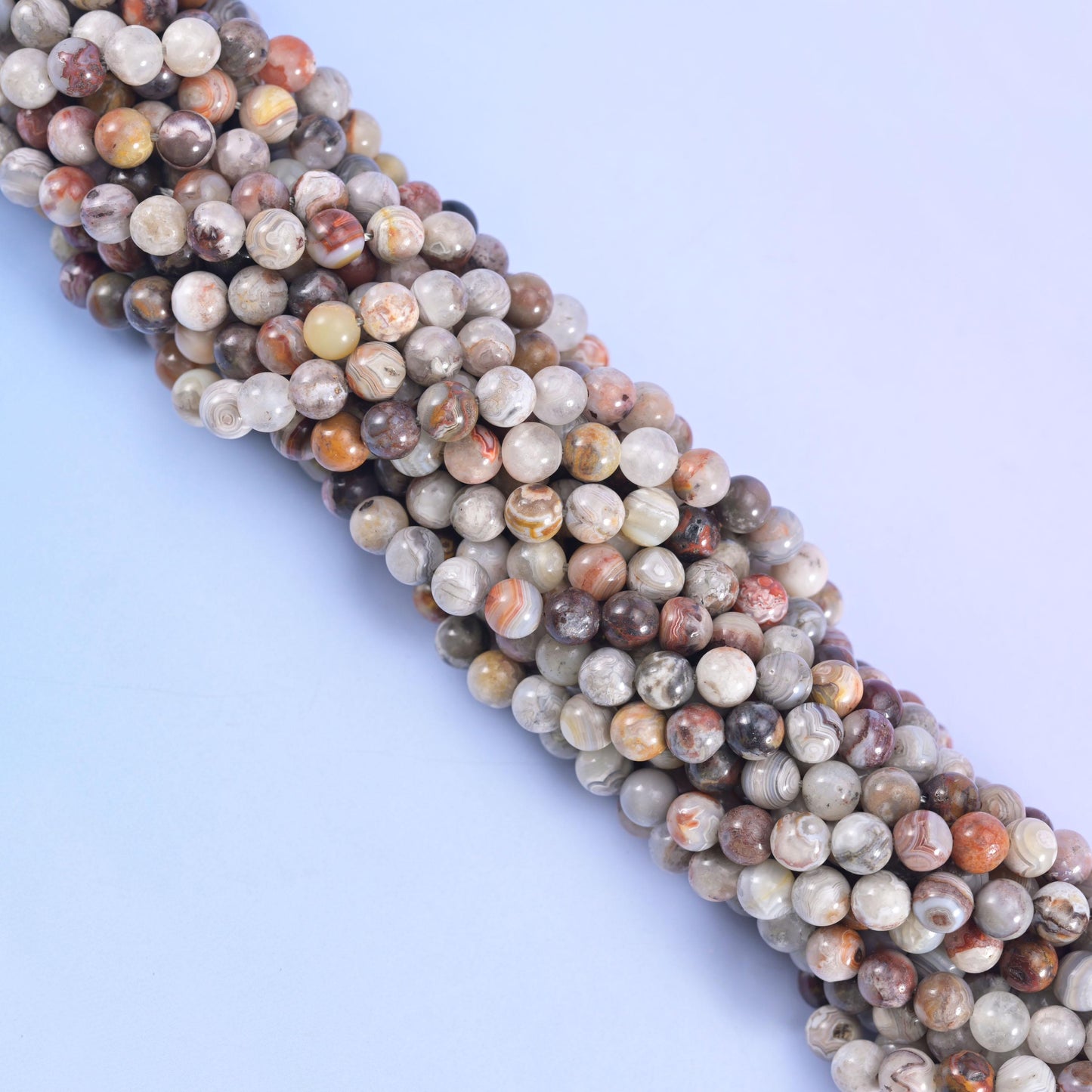 Mexican Crazy Agate Smooth Round Beads 6mm 8mm 10mm Jewelry Making 15.5 Inch Strand