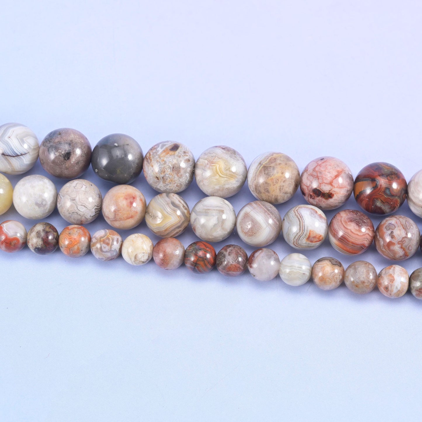 Mexican Crazy Agate Smooth Round Beads 6mm 8mm 10mm Jewelry Making 15.5 Inch Strand
