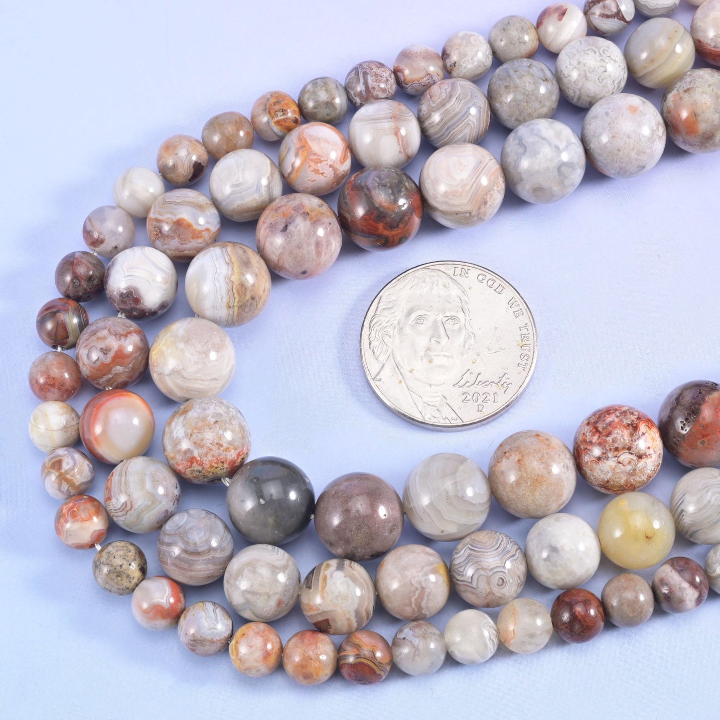 Mexican Crazy Agate Smooth Round Beads 6mm 8mm 10mm Jewelry Making 15.5 Inch Strand