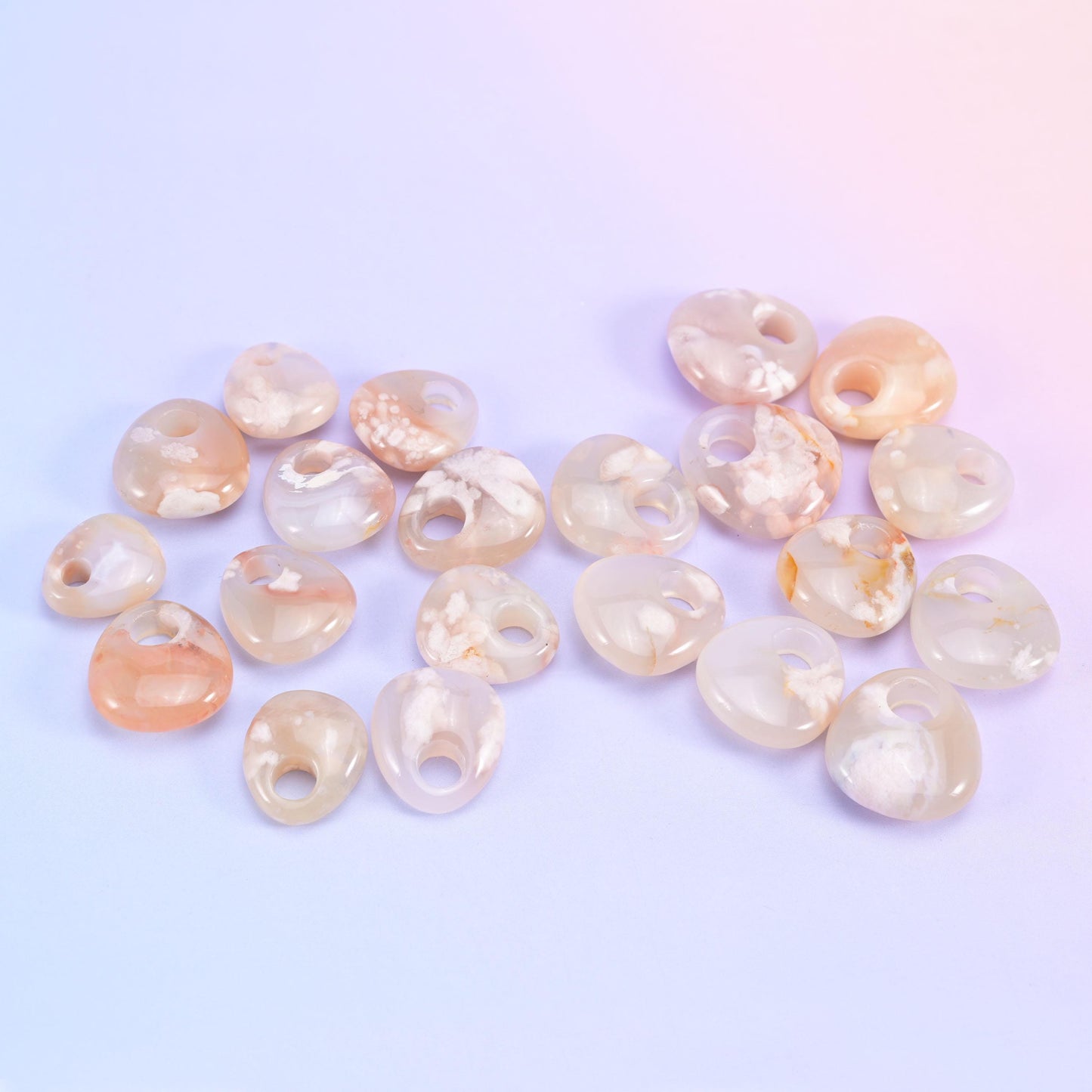 Sakura Flower Agate Crystal Donuts Size 30-42mm DIY Crystal Pendant Size 19-24mm Pocket Stones