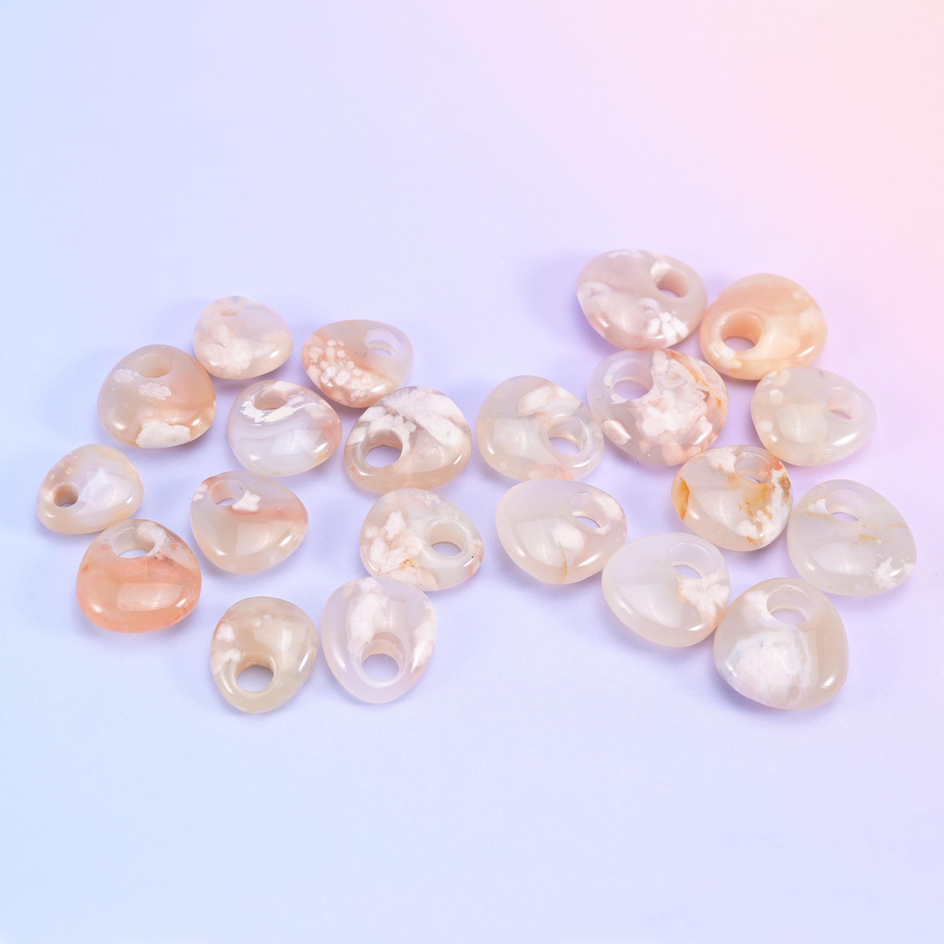 Sakura Flower Agate Crystal Donuts Size 30-42mm DIY Crystal Pendant Size 19-24mm Pocket Stones