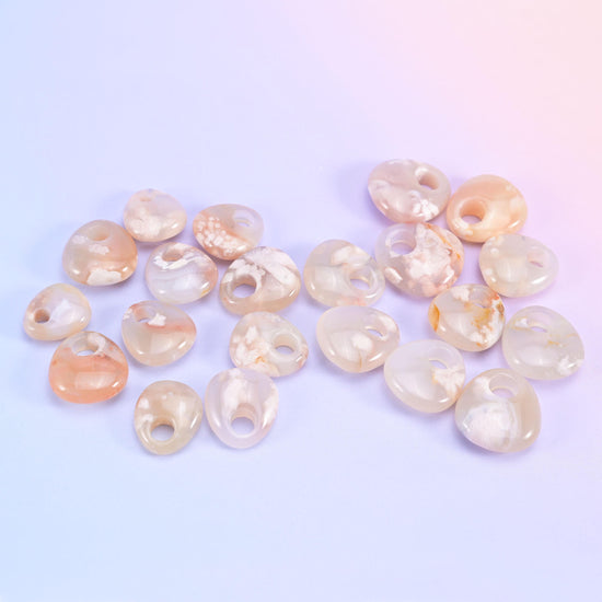 Sakura Flower Agate Crystal Donuts Size 30-42mm DIY Crystal Pendant Size 19-24mm Pocket Stones