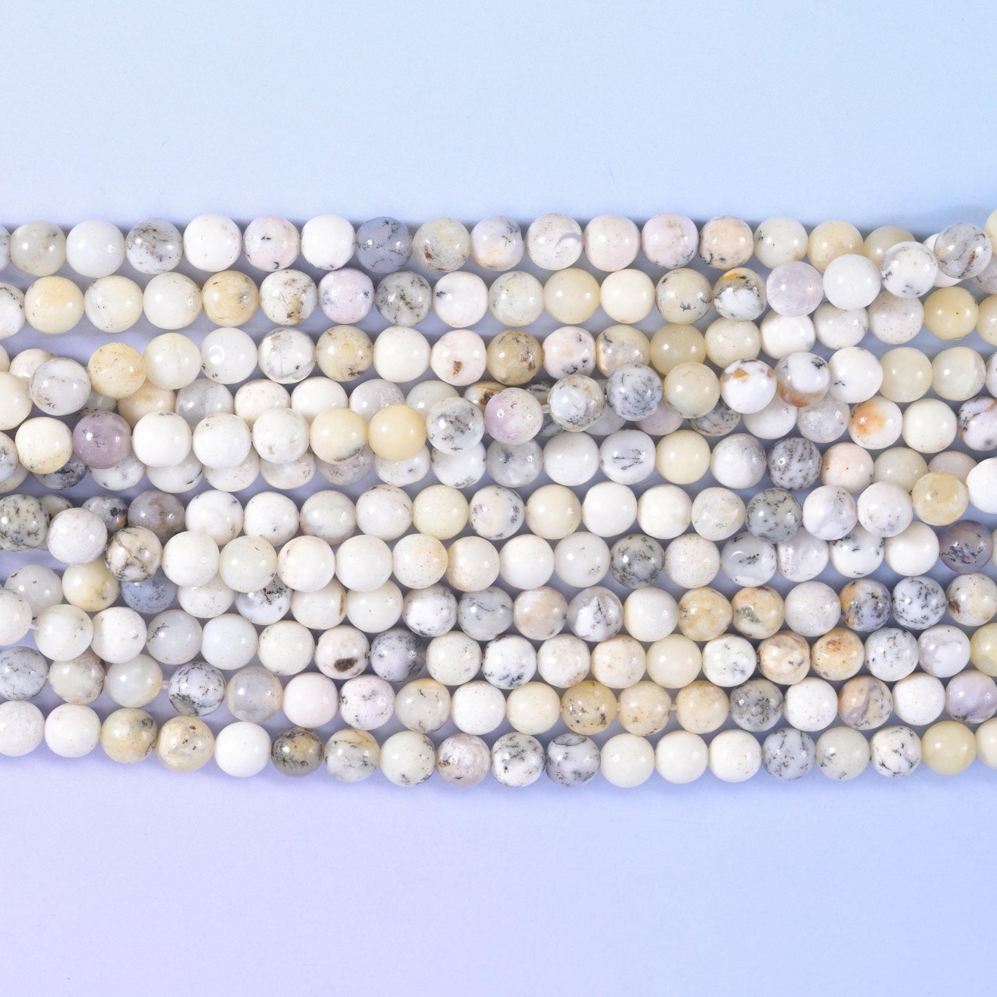White Opal Smooth Round Beads 4mm 6mm 8mm 10mm Jewelry Making 15.5 Inch Strand