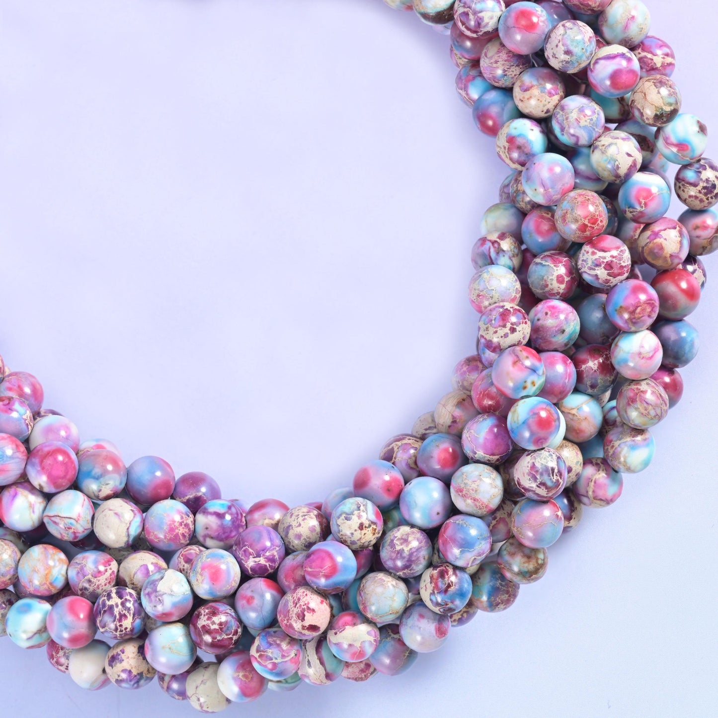 Purple Blue Sea Sediment Jasper Smooth Round Beads 4mm 6mm 8mm 10mm 12mm Jewelry Making 15.5 Inch Strand
