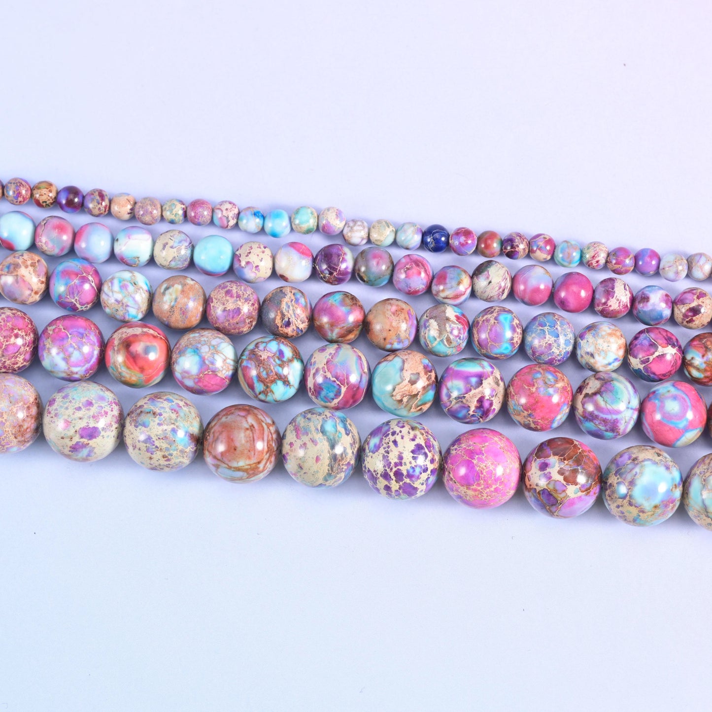 Purple Blue Sea Sediment Jasper Smooth Round Beads 4mm 6mm 8mm 10mm 12mm Jewelry Making 15.5 Inch Strand