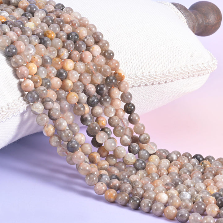 Black Moonstone Smooth Round Beads 6mm 8mm 10mm 12mm Jewelry Making 15.5 Inch Strand