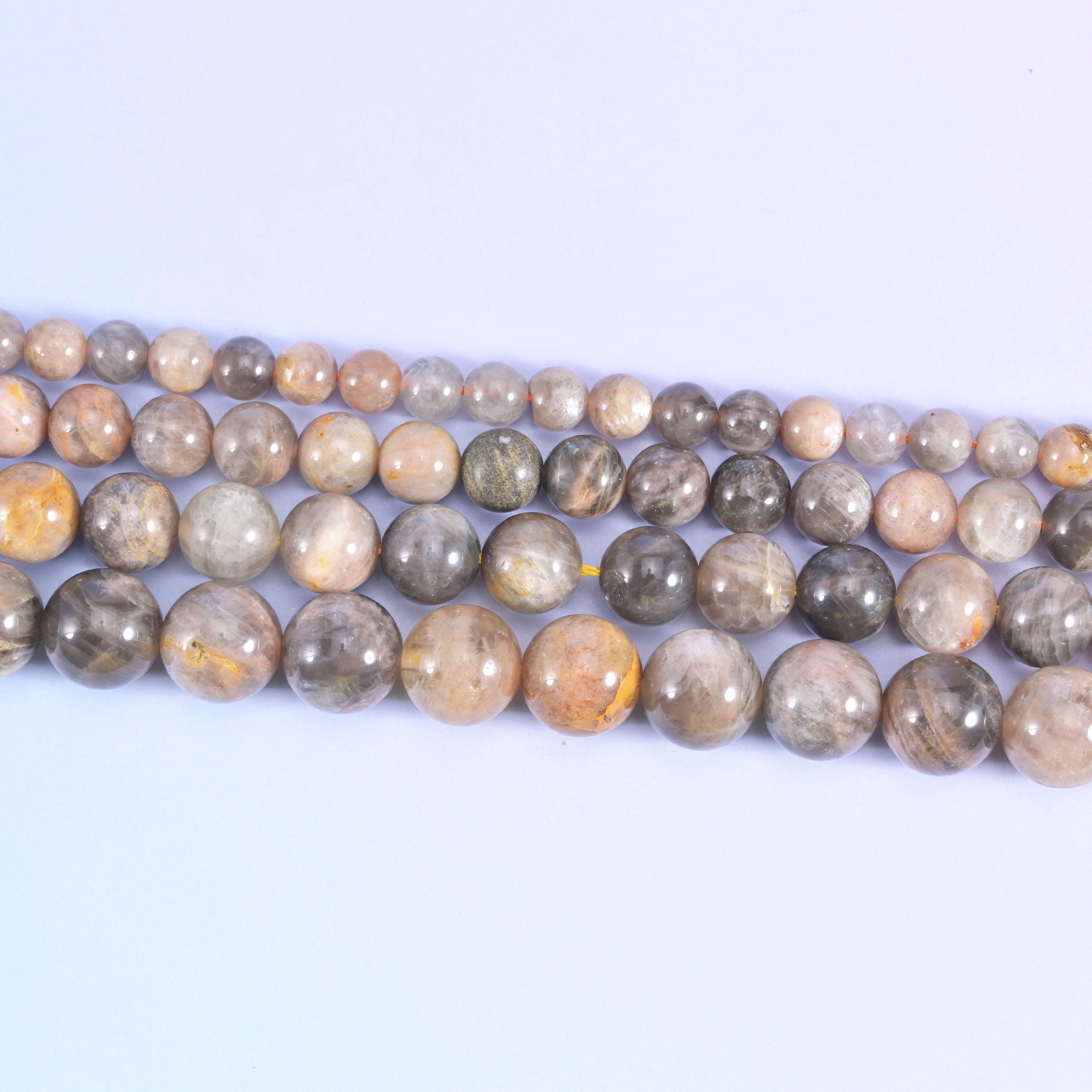 Black Moonstone Smooth Round Beads 6mm 8mm 10mm 12mm Jewelry Making 15.5 Inch Strand