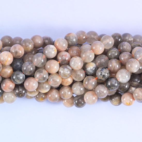 Black Moonstone Smooth Round Beads 6mm 8mm 10mm 12mm Jewelry Making 15.5 Inch Strand
