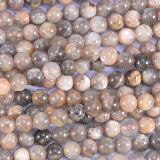 Black Moonstone Smooth Round Beads 6mm 8mm 10mm 12mm Jewelry Making 15.5 Inch Strand