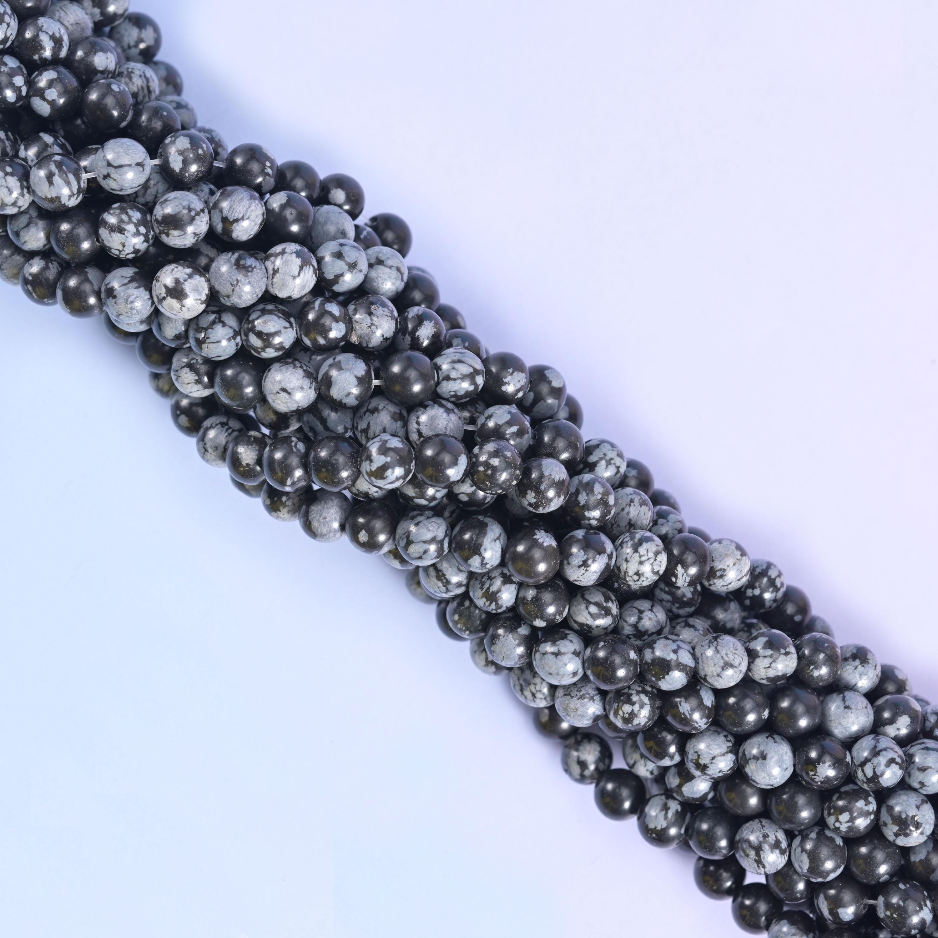 Snowflake Jasper Smooth Round Beads 4mm 6mm 8mm 10mm 12mm Jewelry Making 15 Inch Strand