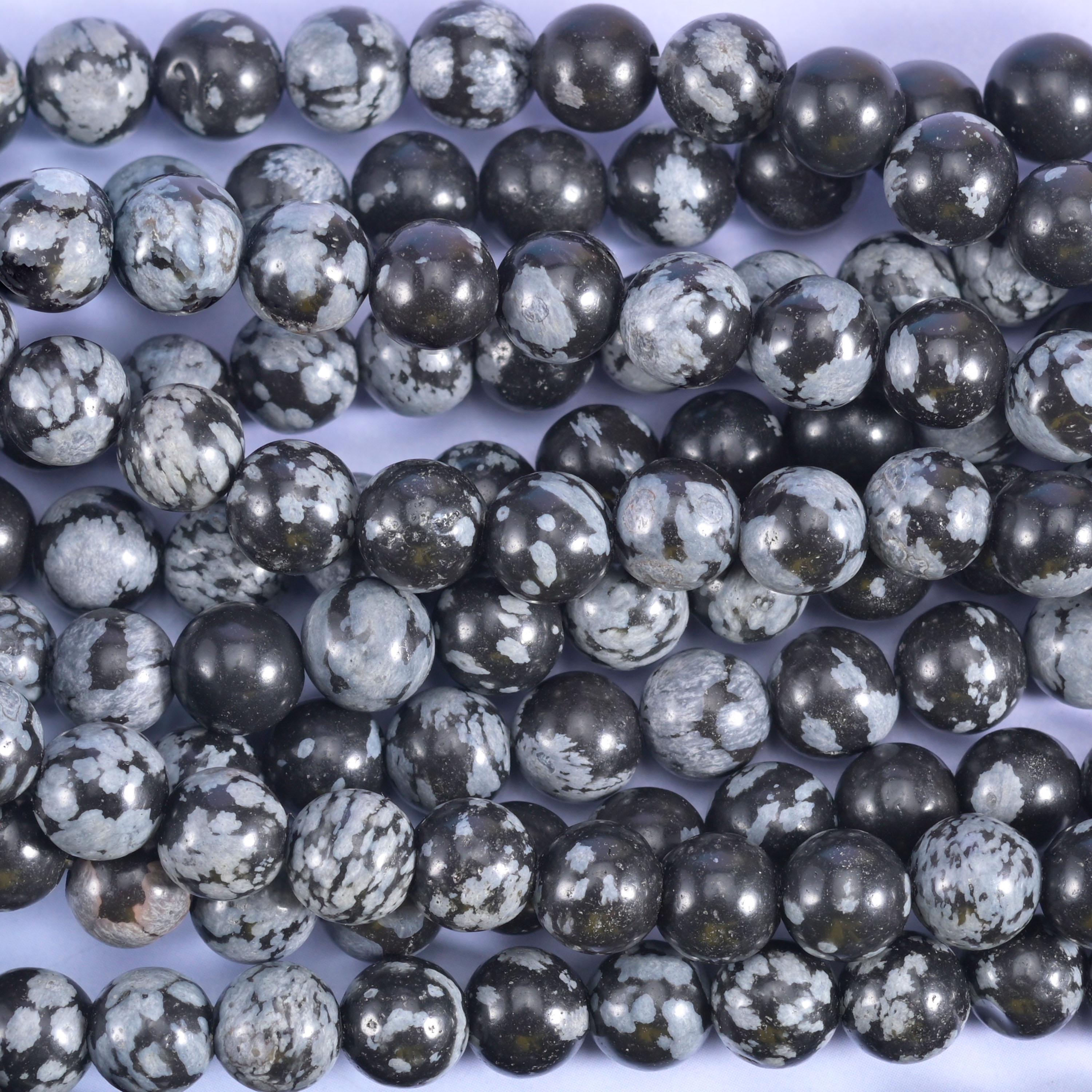 Snowflake Jasper Smooth Round Beads 4mm 6mm 8mm 10mm 12mm Jewelry Making 15 Inch Strand
