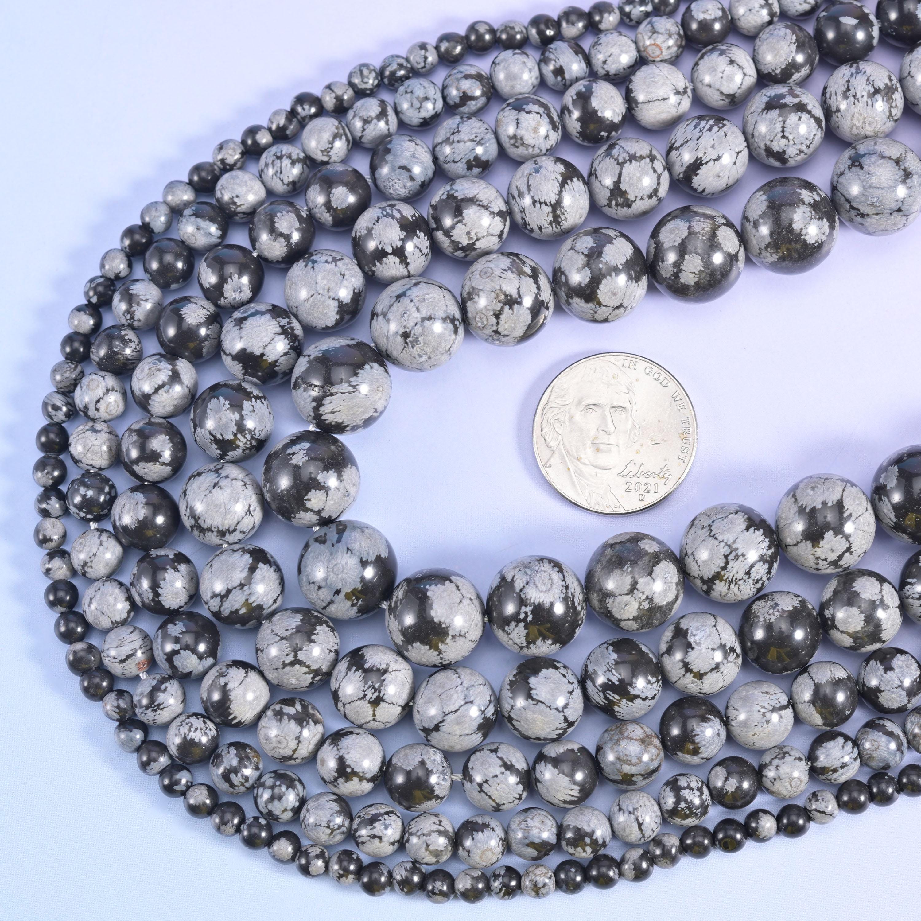 Snowflake Jasper Smooth Round Beads 4mm 6mm 8mm 10mm 12mm Jewelry Making 15 Inch Strand