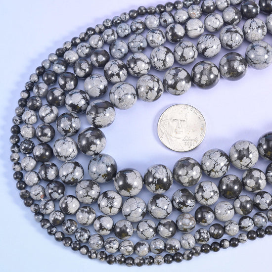 Snowflake Jasper Smooth Round Beads 4mm 6mm 8mm 10mm 12mm Jewelry Making 15 Inch Strand