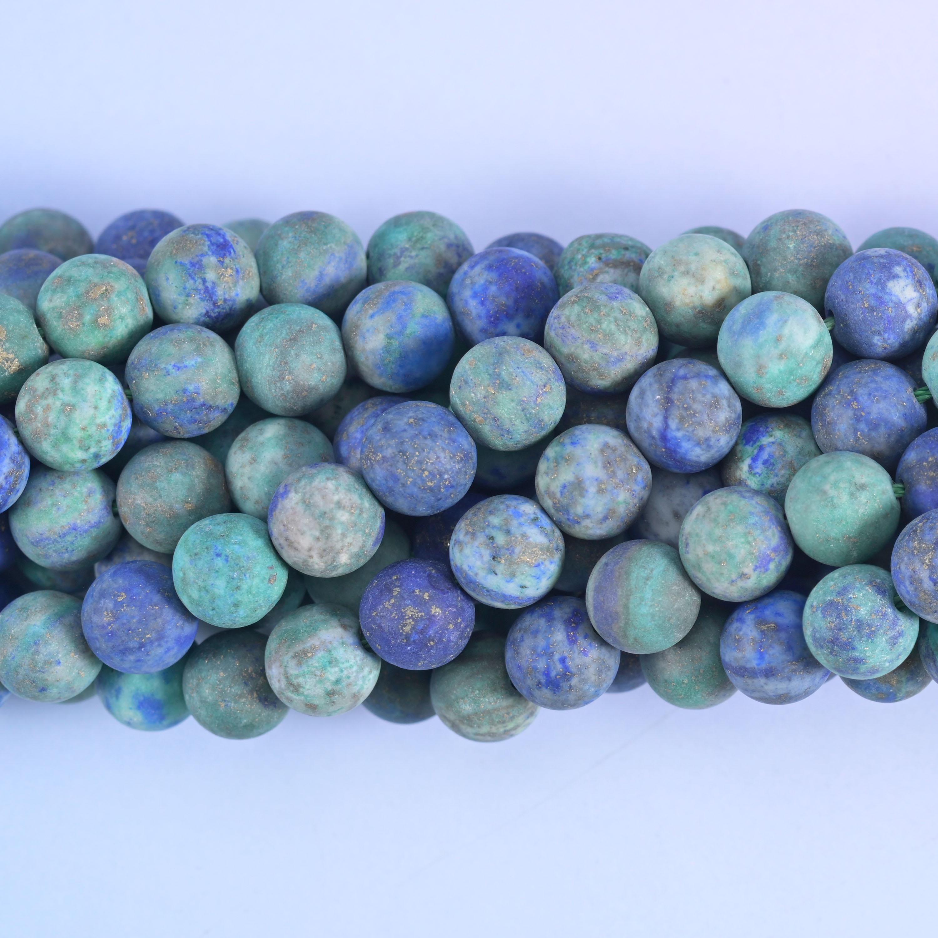 Phoenix Lapis Matte Round Beads 4mm 6mm 8mm 10mm Jewelry Making 15 Inch Strand