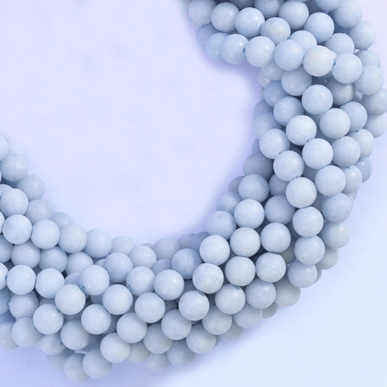 Angelite Matte Round Beads 4mm 6mm 8mm 10mm Jewelry Making 15 Inch Strand