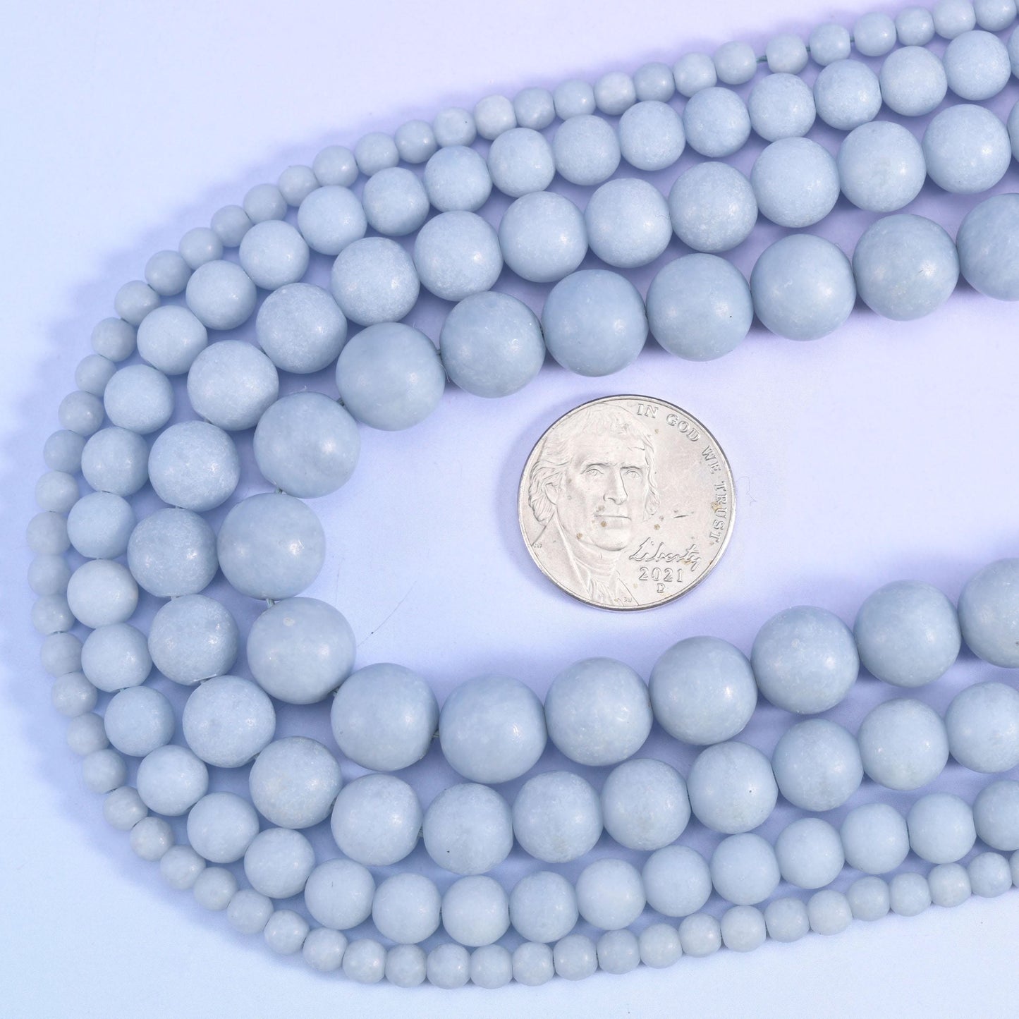 Angelite Matte Round Beads 4mm 6mm 8mm 10mm Jewelry Making 15 Inch Strand