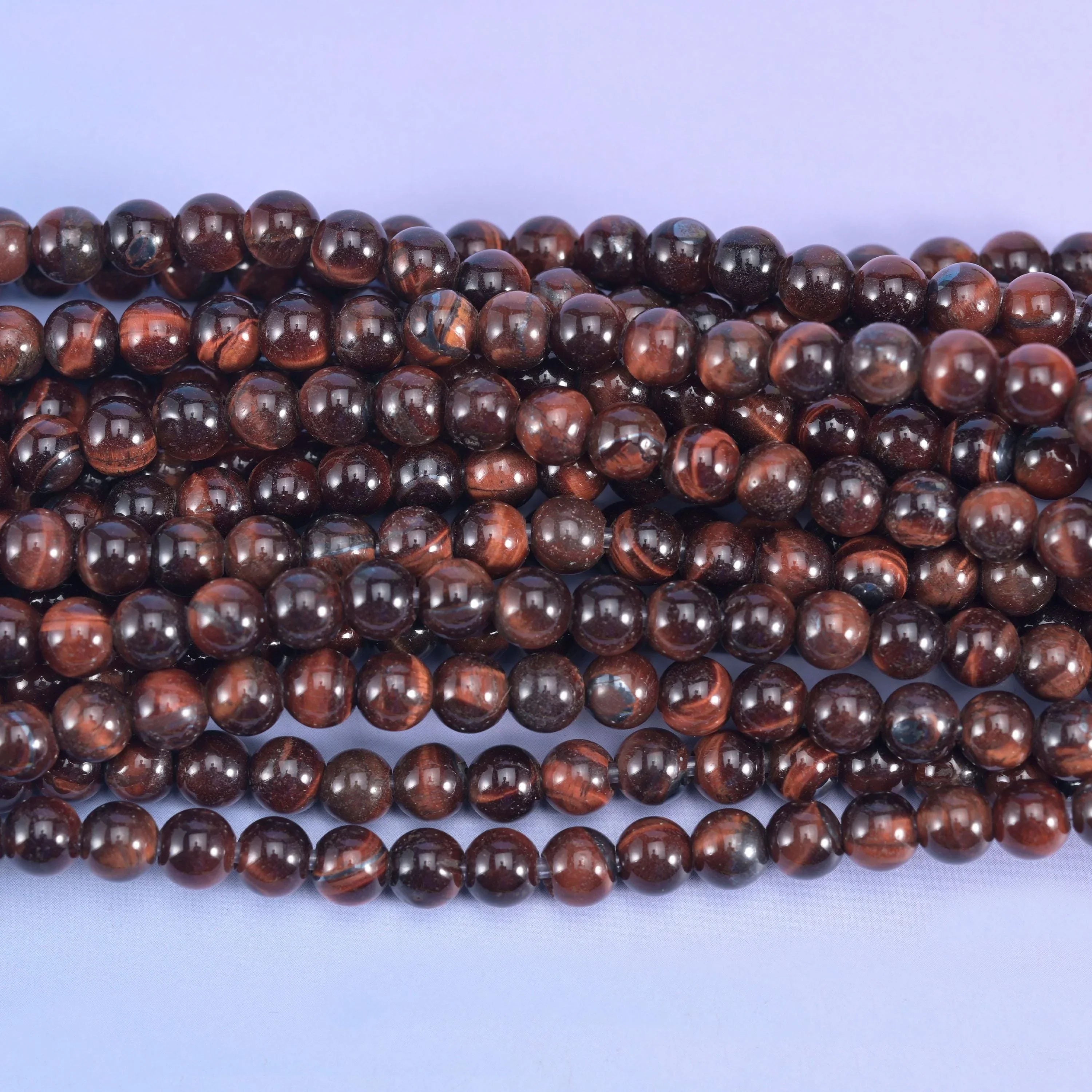 2-2.5mm Hole Red Tiger Eye Smooth Round Beads 6mm 8mm 10mm Jewelry Making 8 Inch Strand