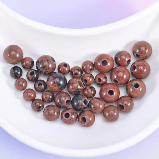 2-2.5mm Hole Golden Swan Smooth Round Beads 6mm 8mm 10mm Jewelry Making 8 Inch Strand