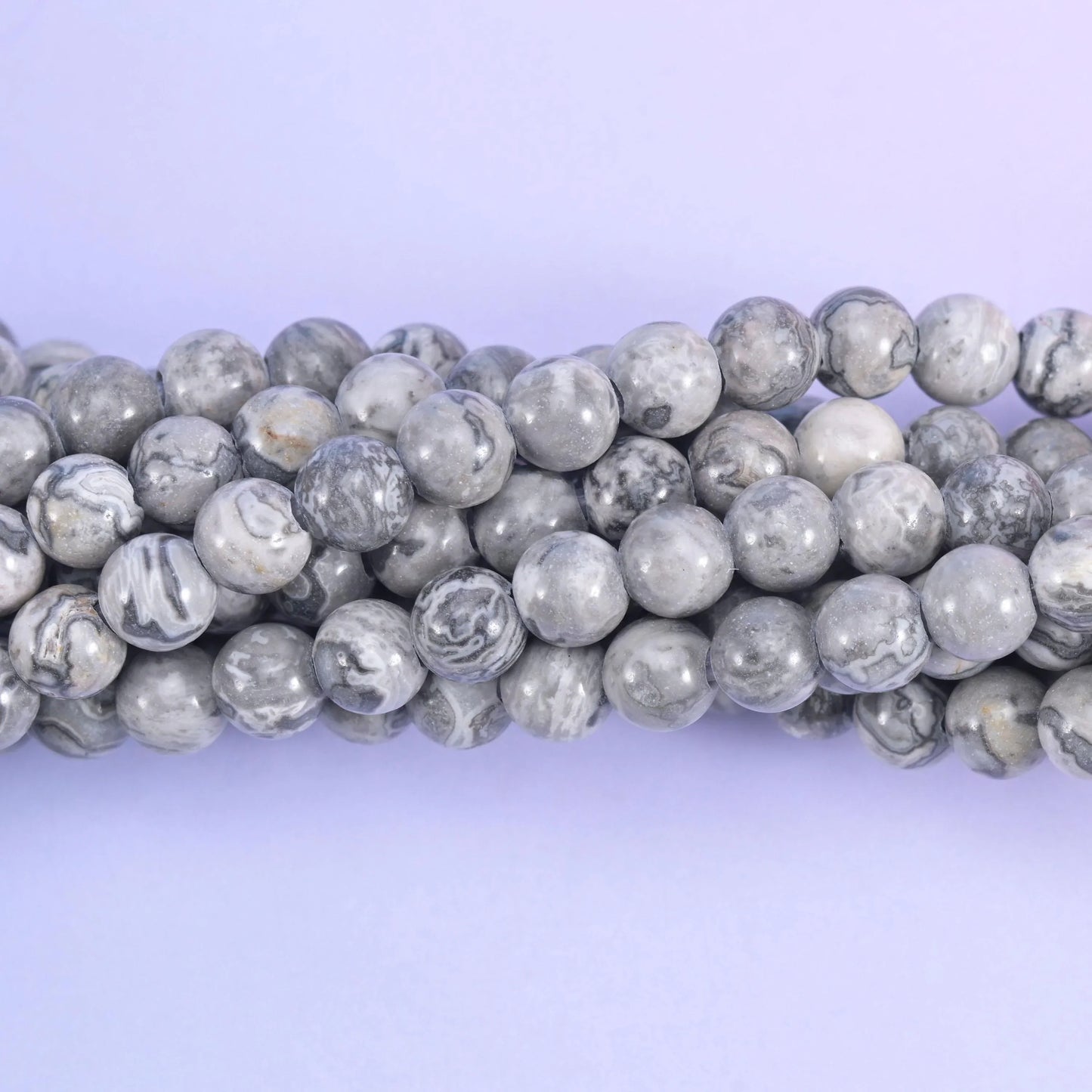 2-2.5mm Hole Map Jasper Smooth Round Beads 6mm 8mm 10mm Jewelry Making 8 Inch Strand