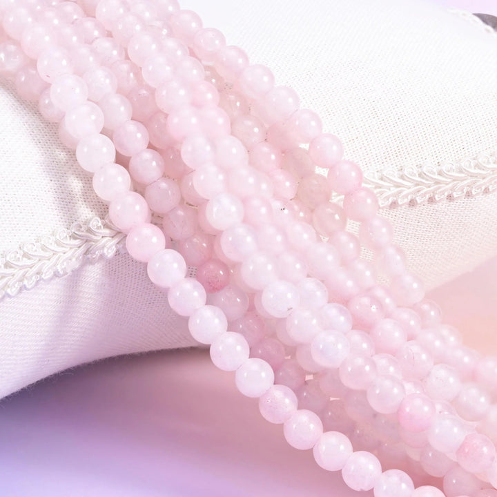 2-2.5mm Hole Rose Quartz Smooth Round Beads 6mm 8mm 10mm Jewelry Making 8 Inch Strand