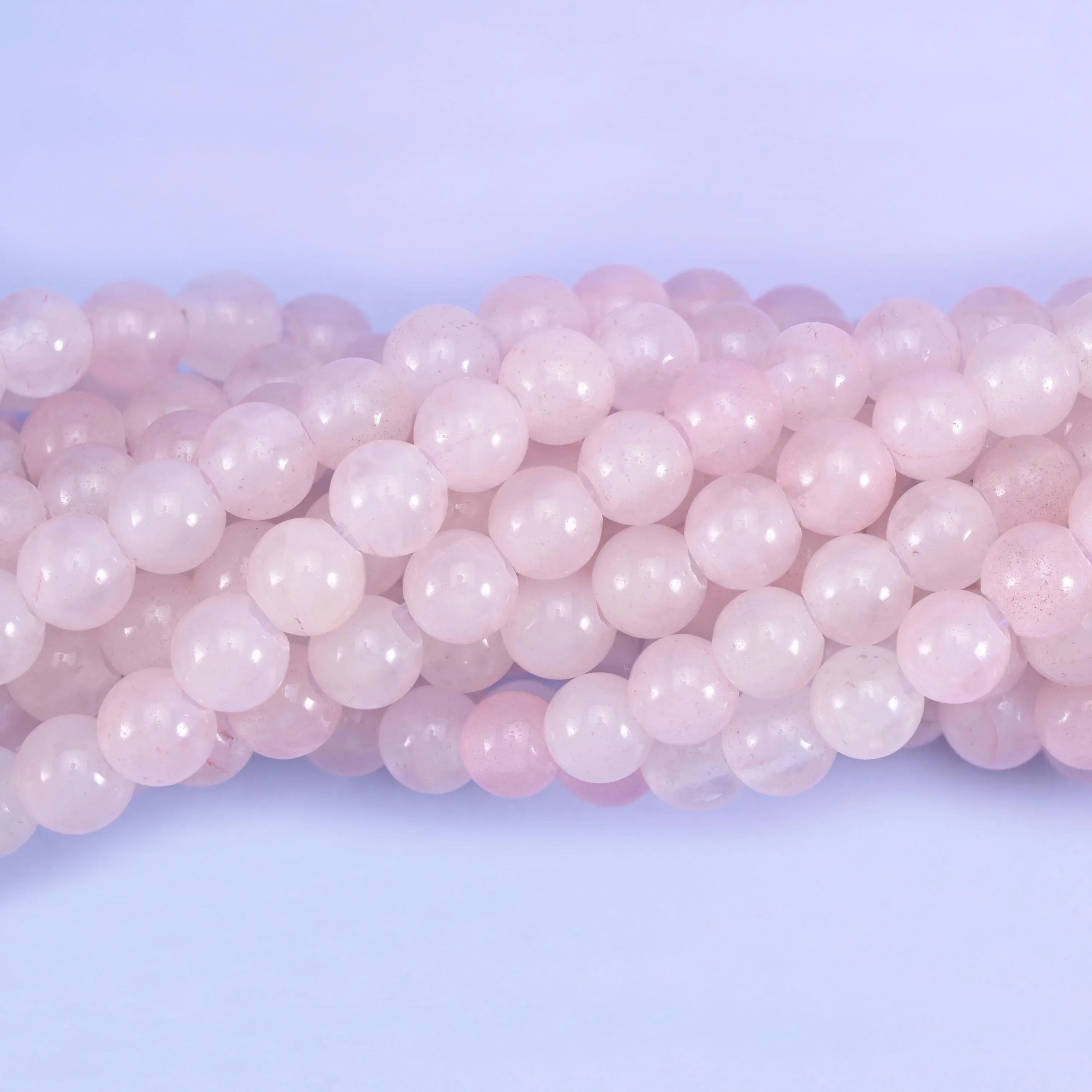 2-2.5mm Hole Rose Quartz Smooth Round Beads 6mm 8mm 10mm Jewelry Making 8 Inch Strand