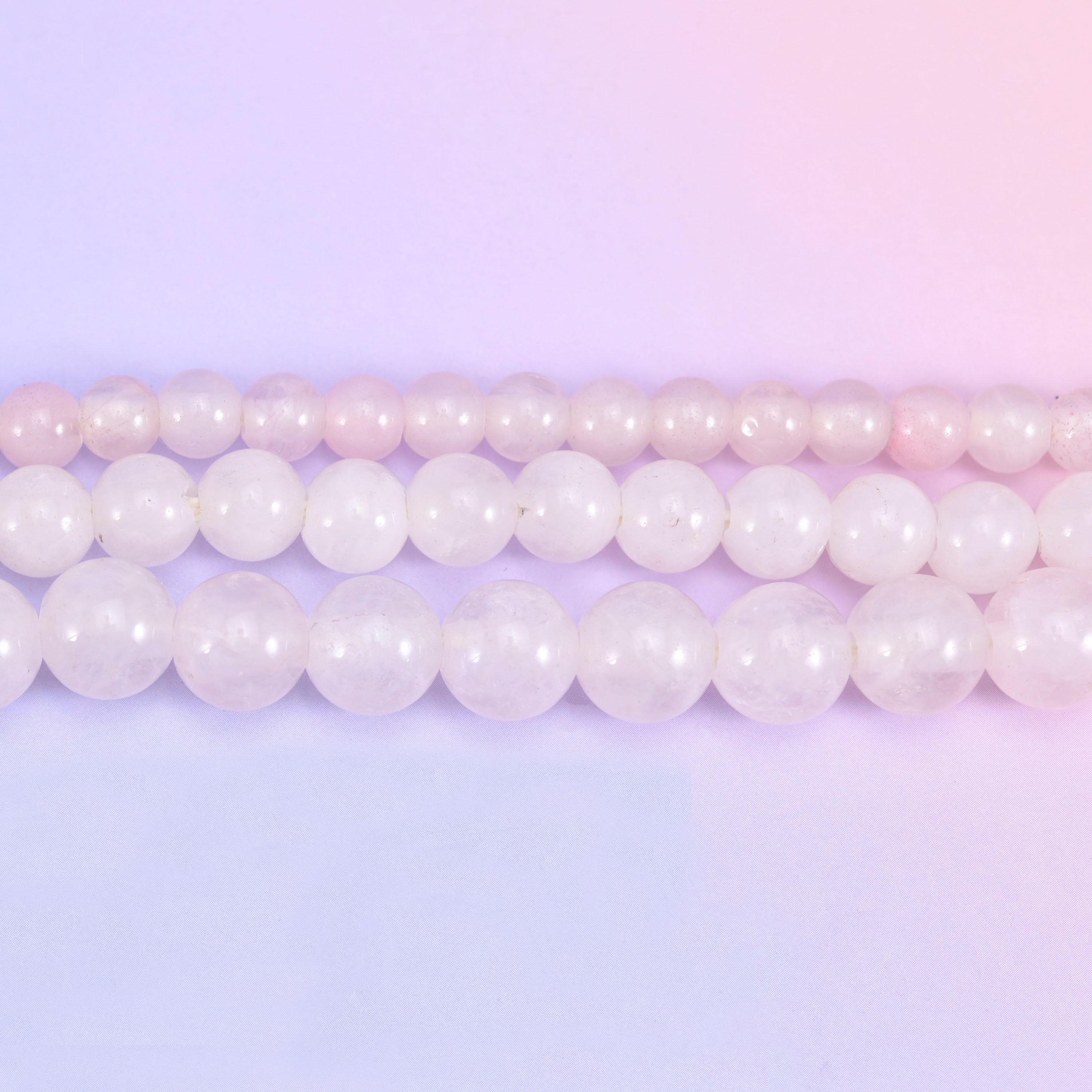2-2.5mm Hole Rose Quartz Smooth Round Beads 6mm 8mm 10mm Jewelry Making 8 Inch Strand