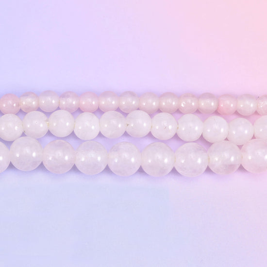 2-2.5mm Hole Rose Quartz Smooth Round Beads 6mm 8mm 10mm Jewelry Making 8 Inch Strand
