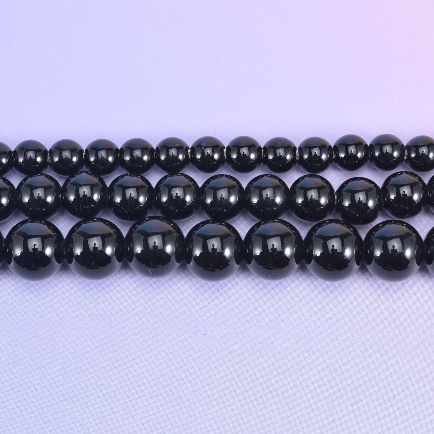 2-2.5mm Hole Black Onyx Smooth Round Beads 6mm 8mm 10mm Jewelry Making 8 Inch Strand