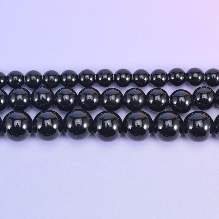 2-2.5mm Hole Black Onyx Smooth Round Beads 6mm 8mm 10mm Jewelry Making 8 Inch Strand