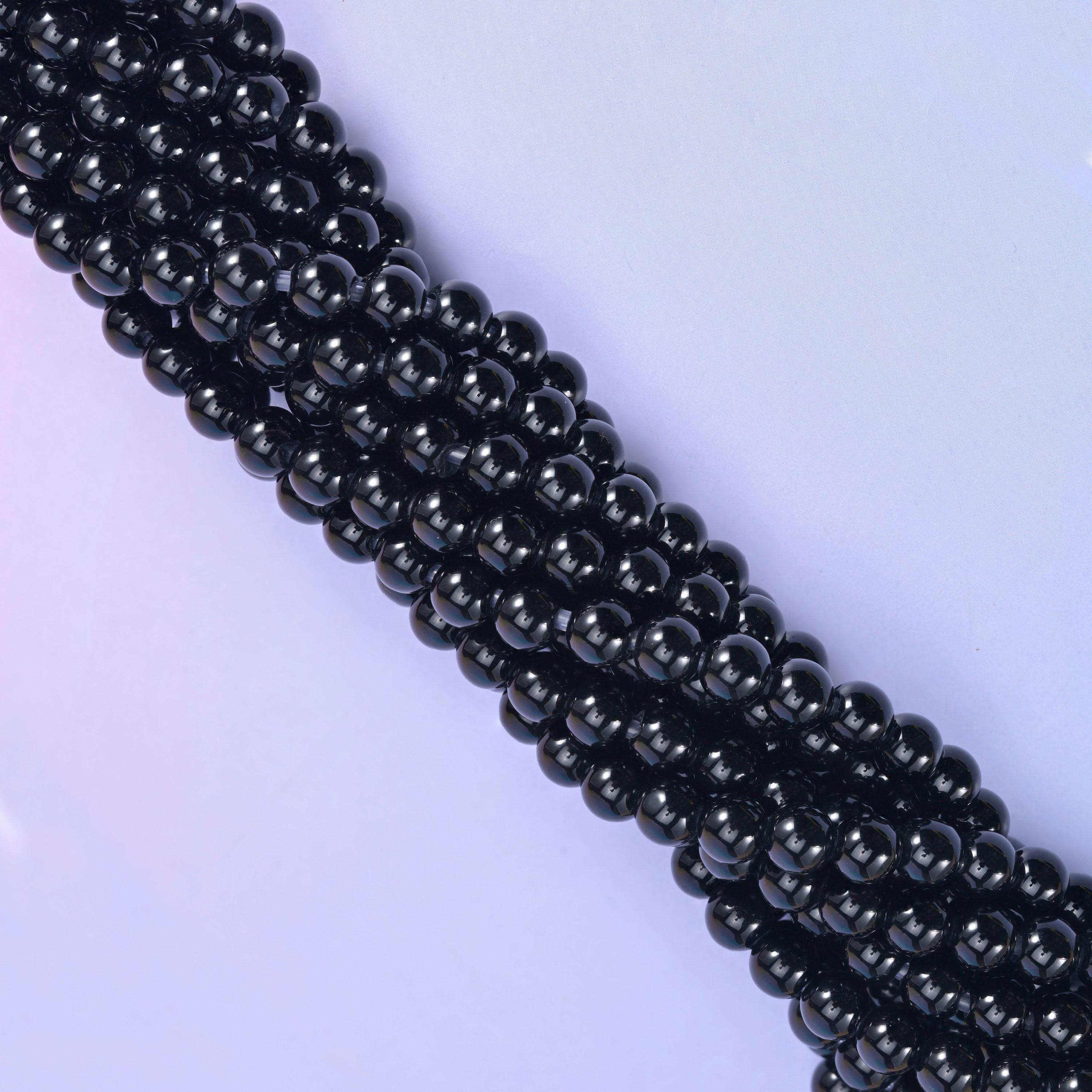 2-2.5mm Hole Black Onyx Smooth Round Beads 6mm 8mm 10mm Jewelry Making 8 Inch Strand