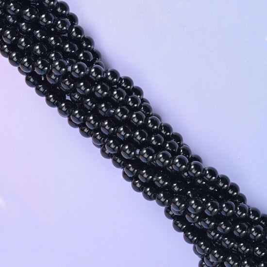 2-2.5mm Hole Black Onyx Smooth Round Beads 6mm 8mm 10mm Jewelry Making 8 Inch Strand