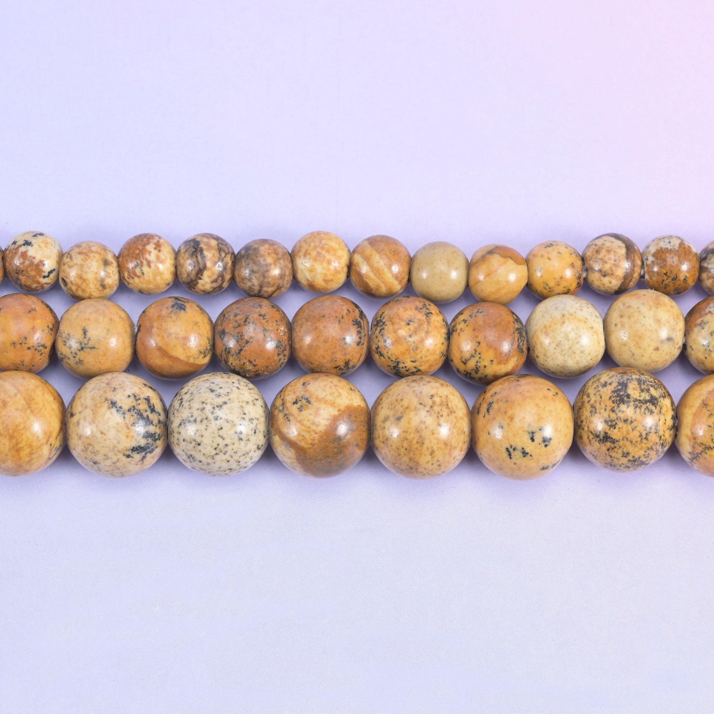 2-2.5mm Hole Picture Jasper Smooth Round Beads 6mm 8mm 10mm Jewelry Making 8 Inch Strand