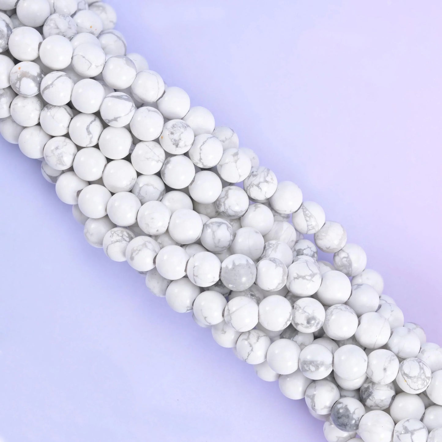 2-2.5mm Hole White Howlite Smooth Round Beads 6mm 8mm 10mm Jewelry Making 8 Inch Strand