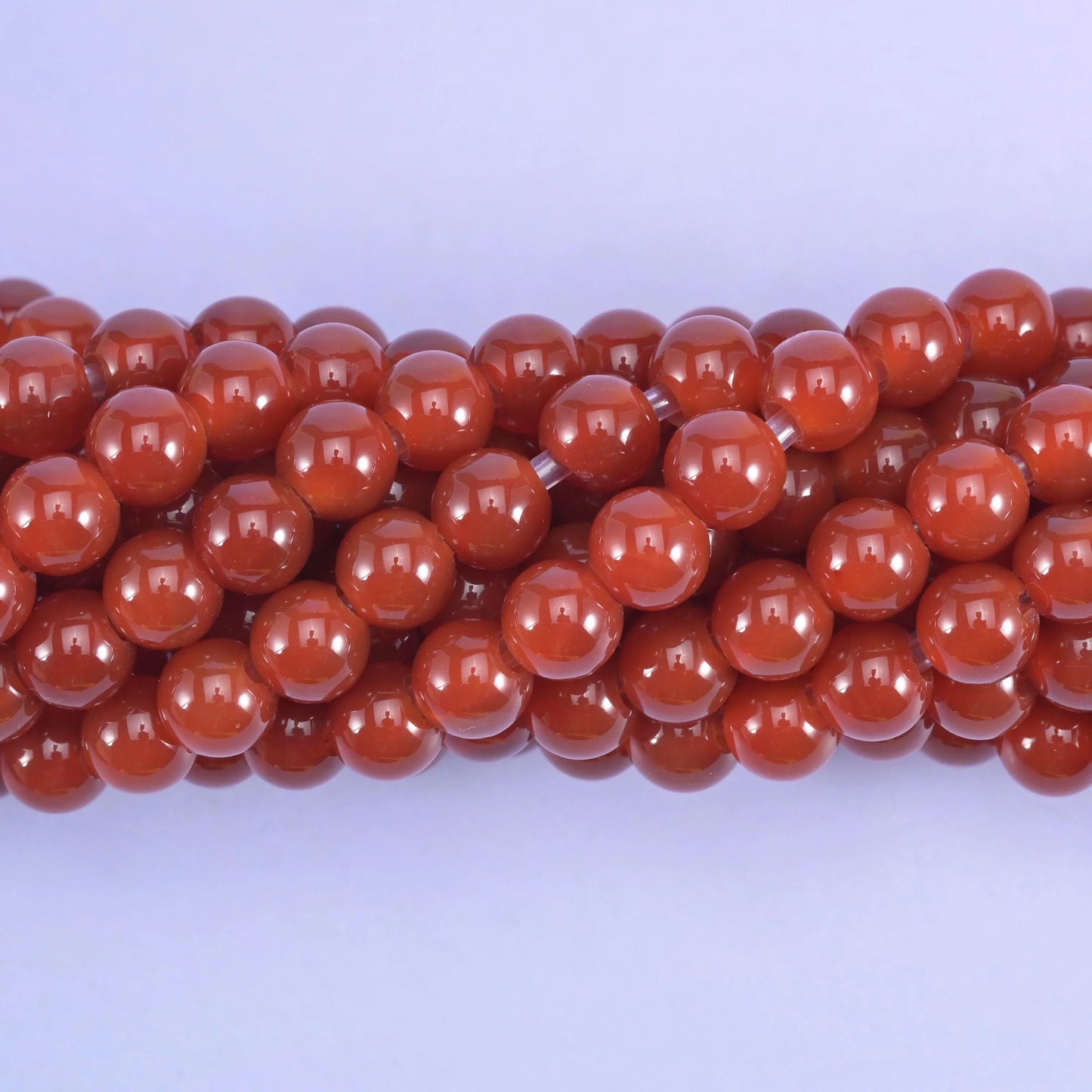 2-2.5mm Hole Red Agate Smooth Round Beads 6mm 8mm 10mm Jewelry Making 8 Inch Strand