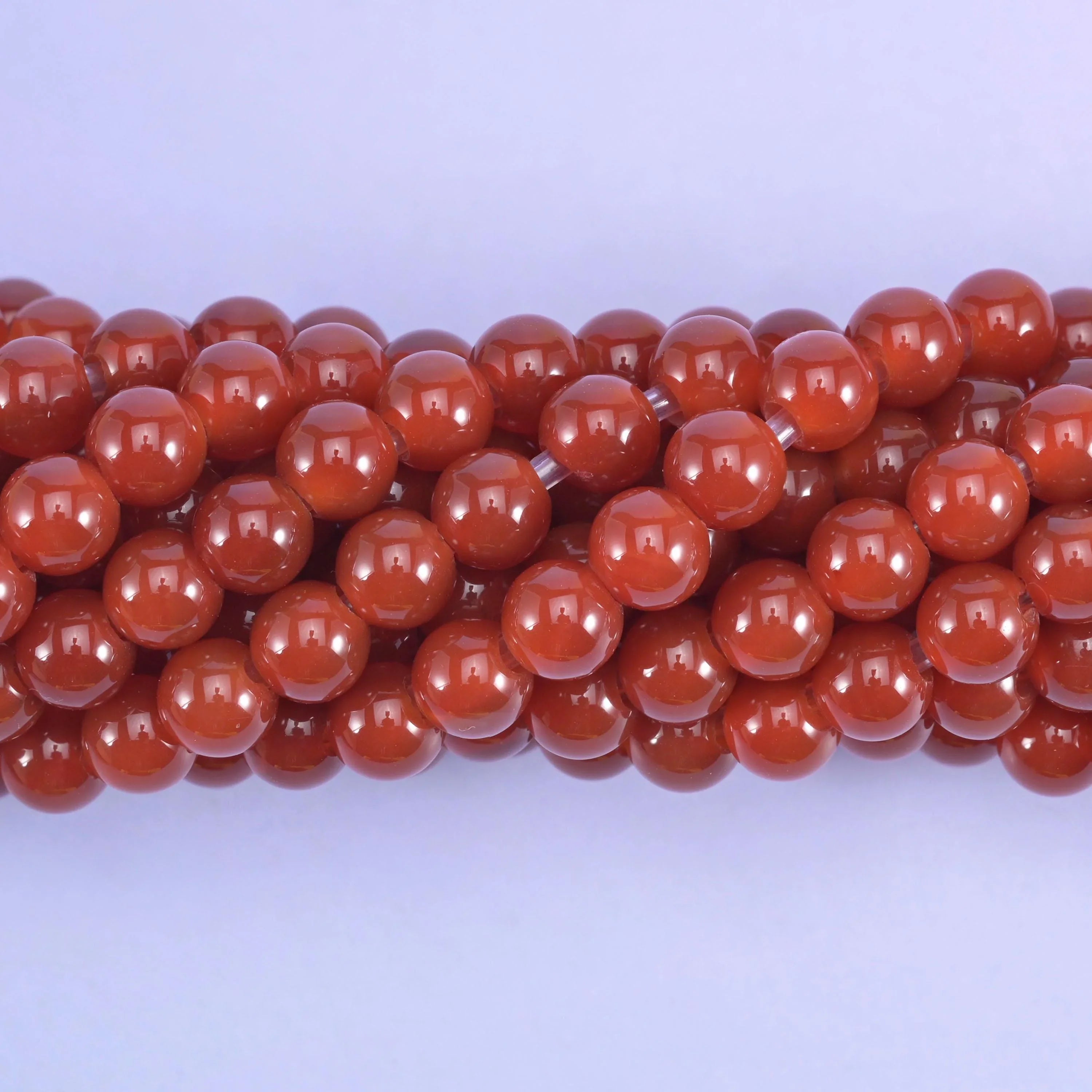2-2.5mm Hole Red Agate Smooth Round Beads 6mm 8mm 10mm Jewelry Making 8 Inch Strand