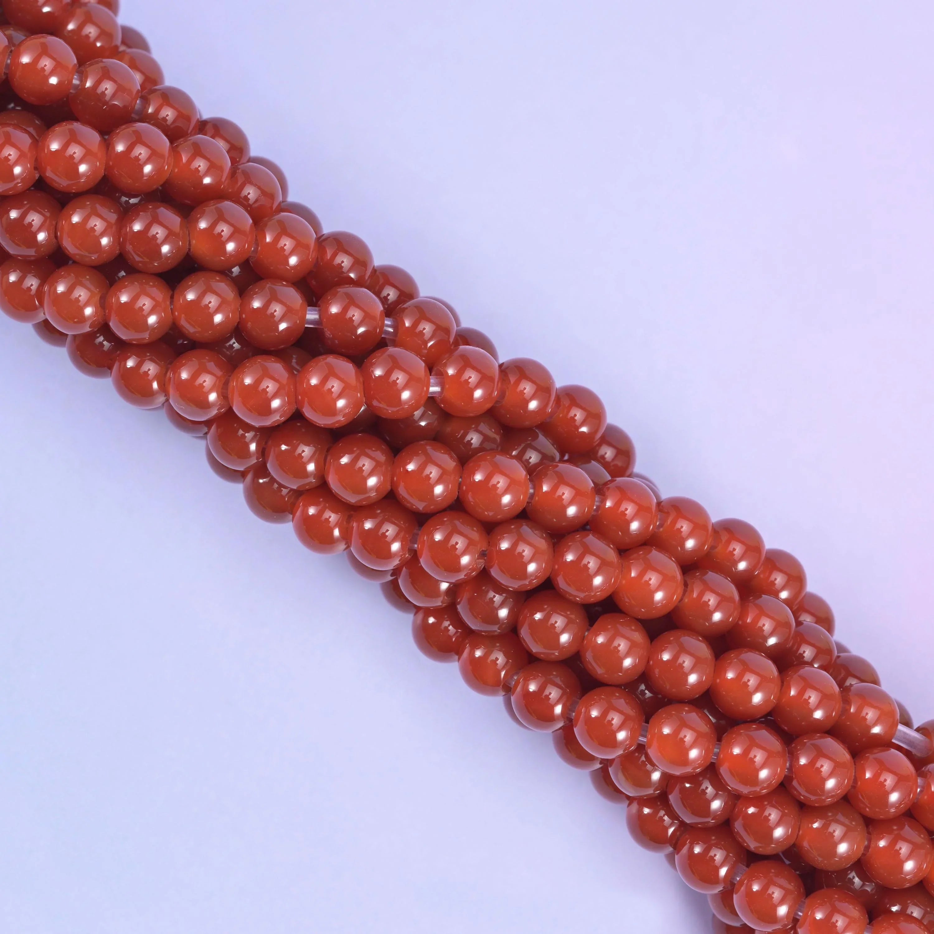 2-2.5mm Hole Red Agate Smooth Round Beads 6mm 8mm 10mm Jewelry Making 8 Inch Strand