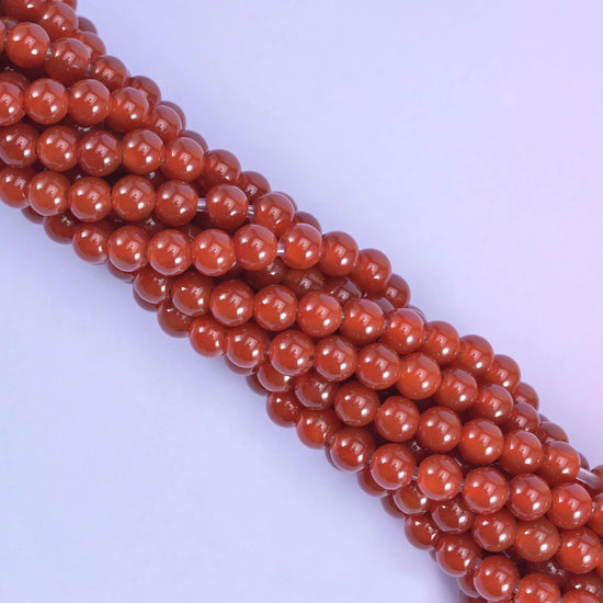 2-2.5mm Hole Red Agate Smooth Round Beads 6mm 8mm 10mm Jewelry Making 8 Inch Strand