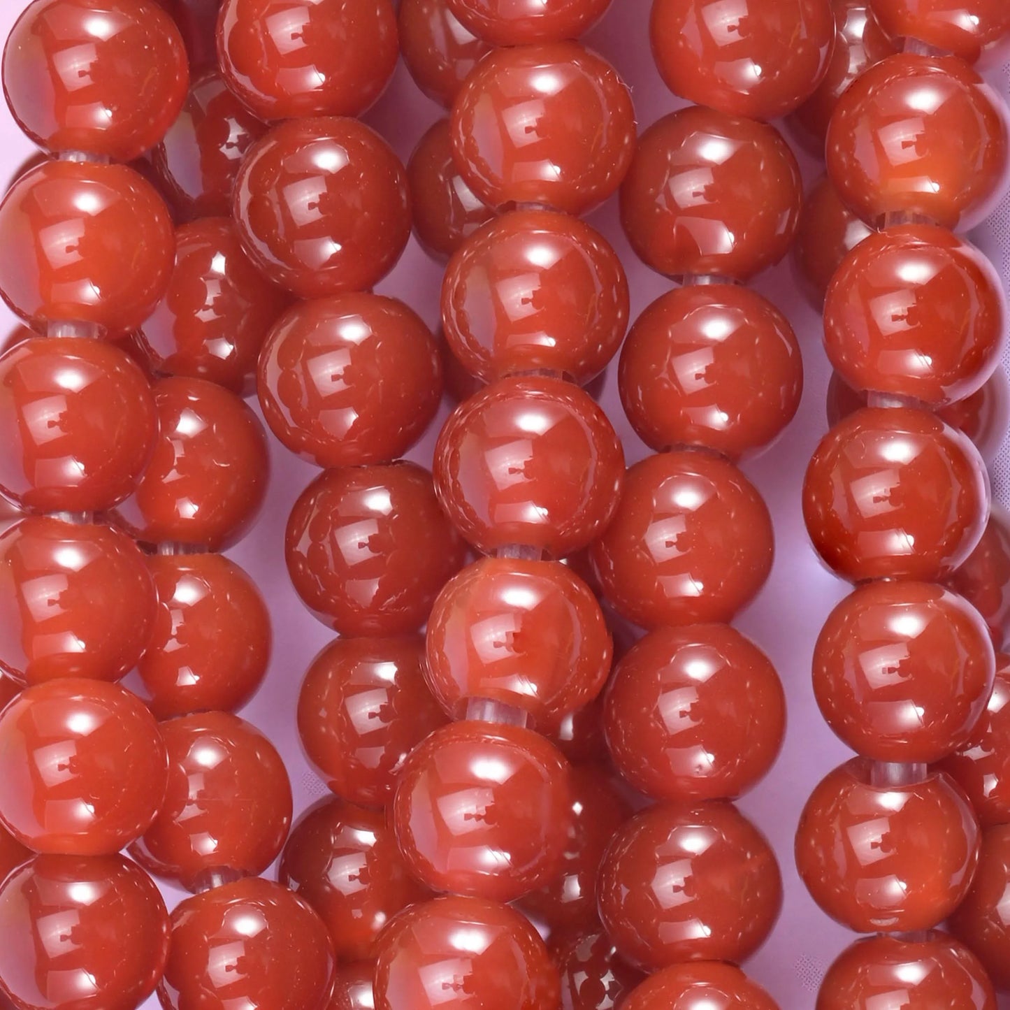 2-2.5mm Hole Red Agate Smooth Round Beads 6mm 8mm 10mm Jewelry Making 8 Inch Strand