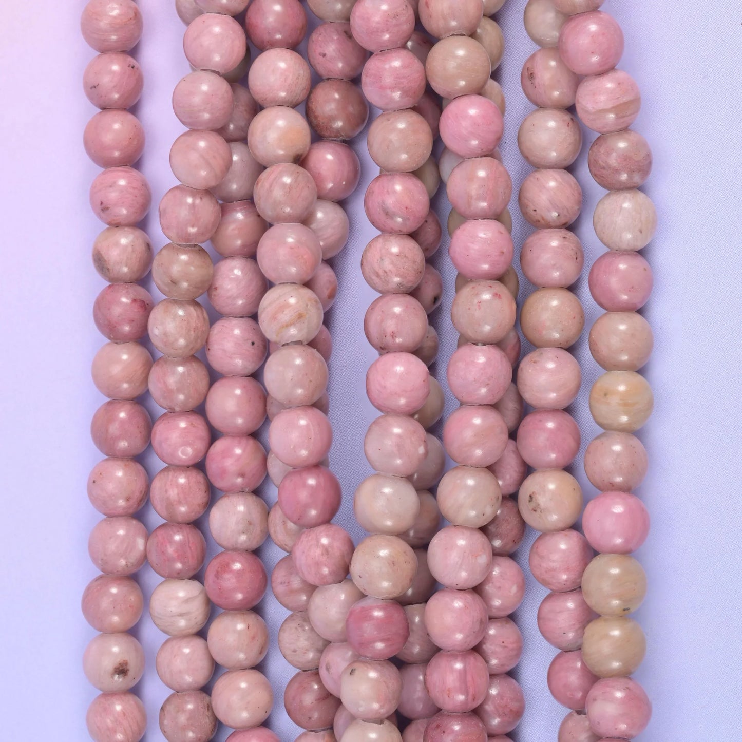 2-2.5mm Hole Pink Rhodonite Smooth Round Beads 6mm 8mm 10mm Jewelry Making 8 Inch Strand