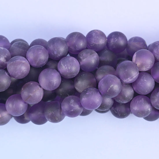 Amethyst Matte Round Beads 4mm 6mm 8mm 10mm Jewelry Making 15 Inch Strand