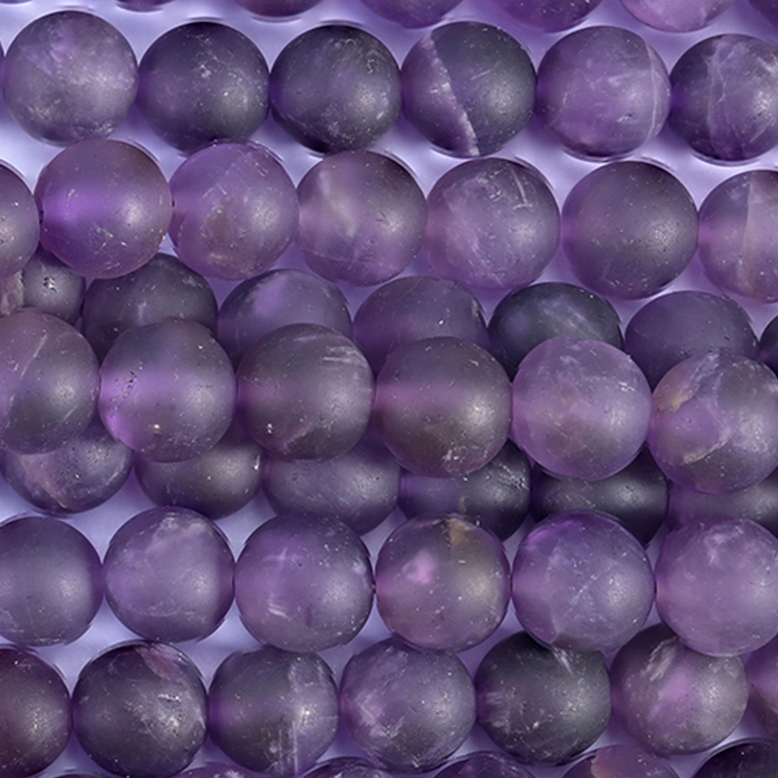 Amethyst Matte Round Beads 4mm 6mm 8mm 10mm Jewelry Making 15 Inch Strand