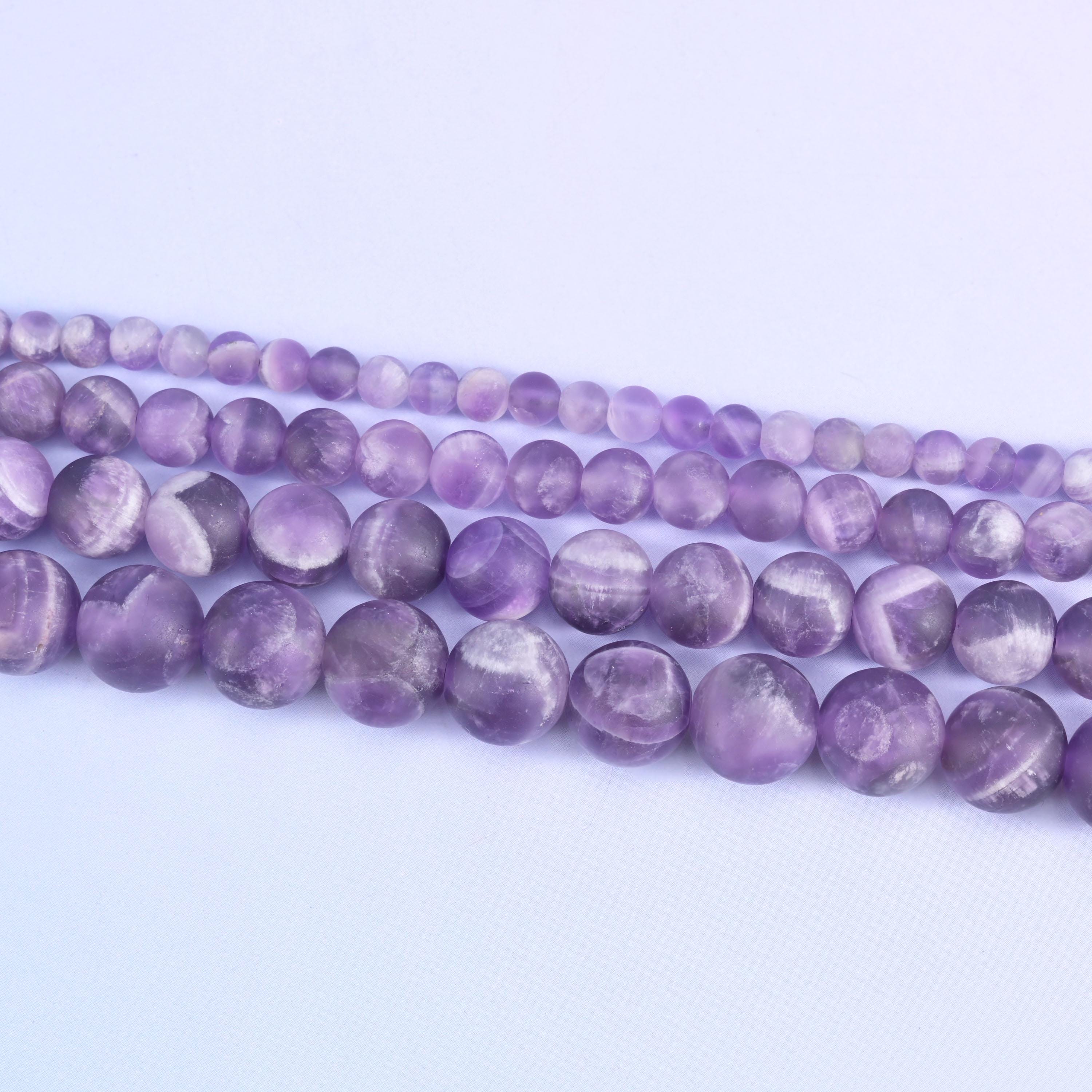 Chevron Amethyst Matte Round Beads 4mm 6mm 8mm 10mm Jewelry Making 15 Inch Strand