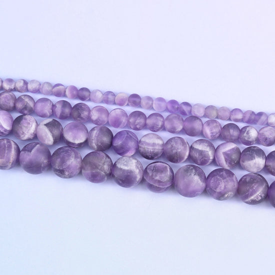 Chevron Amethyst Matte Round Beads 4mm 6mm 8mm 10mm Jewelry Making 15 Inch Strand