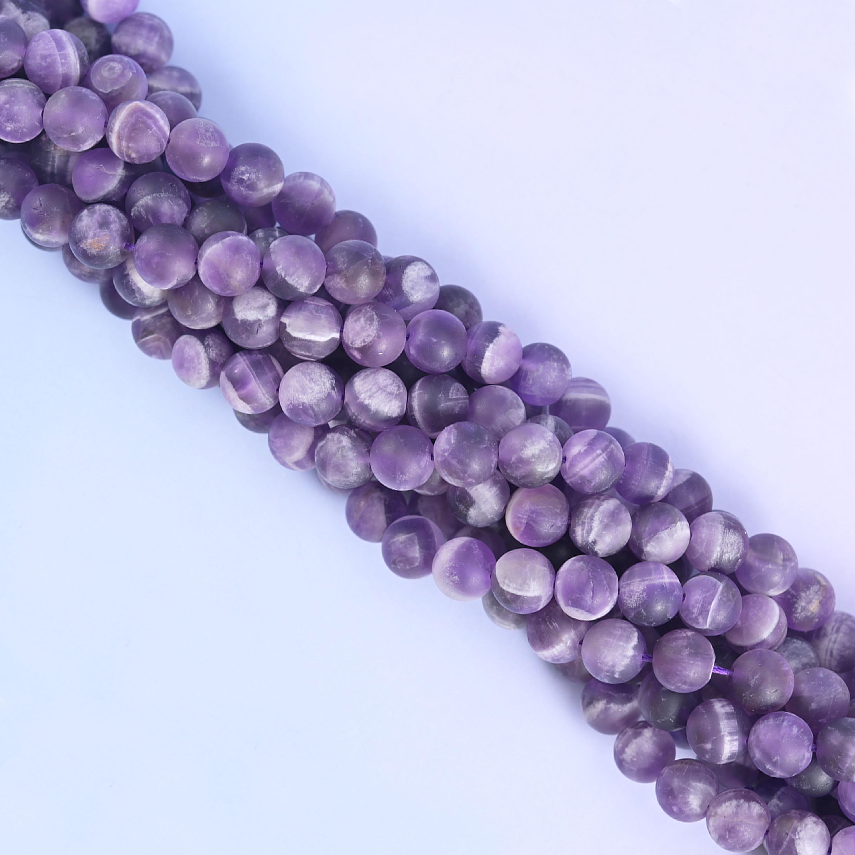Chevron Amethyst Matte Round Beads 4mm 6mm 8mm 10mm Jewelry Making 15 Inch Strand